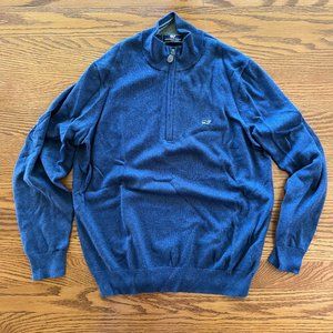 Men's Vineyard Vines Navy Quarter-Zip Sweater w/ Cashmere (Size Medium)